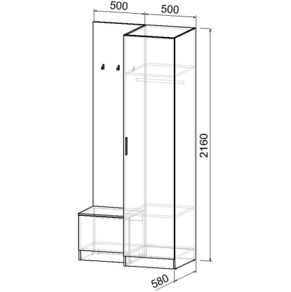 Набор мебели для прихожей "Марсель-150" МР 01-150 В2160 Ш1000 Г580 (ЛДСП Белый премиум) Набор мебели для прихожей "Марсель-150" МР 01-150 В2160 Ш1000 Г580 (ЛДСП Белый премиум)